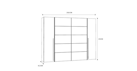 KLEIDERSCHRANK 270/210/61 cm 4-türig - Alufarben/Weiß, KONVENTIONELL, Holzwerkstoff/Kunststoff (270/210/61cm) - Carryhome
