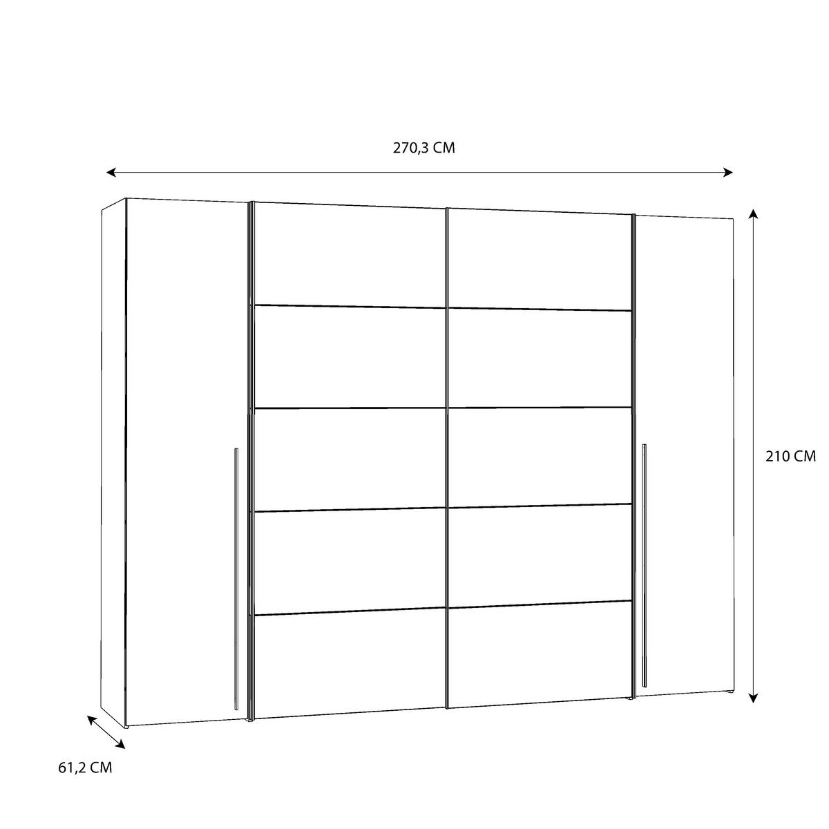 ORMAR ZA ODJEĆU bijela, hrast Sonoma   - bijela/hrast Sonoma, Konvencionalno, drvni materijal/metal (270/210/61cm) - Carryhome