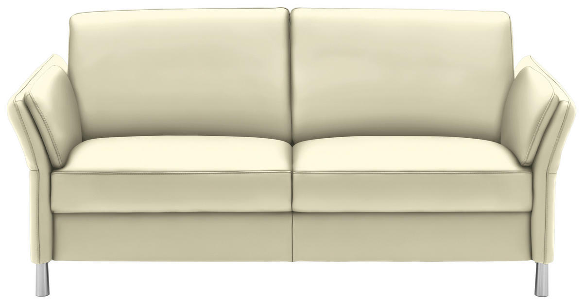 2,5-SITZER in Leder Weiß  - Alufarben/Weiß, Design, Leder/Metall (164cm) - Dieter Knoll