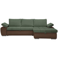 SEDEŽNA GARNITURA, gladka tkanina olivno zelena , rjava  - barve niklja/olivno zelena, Design, umetna masa/tekstil (271/175cm) - Xora