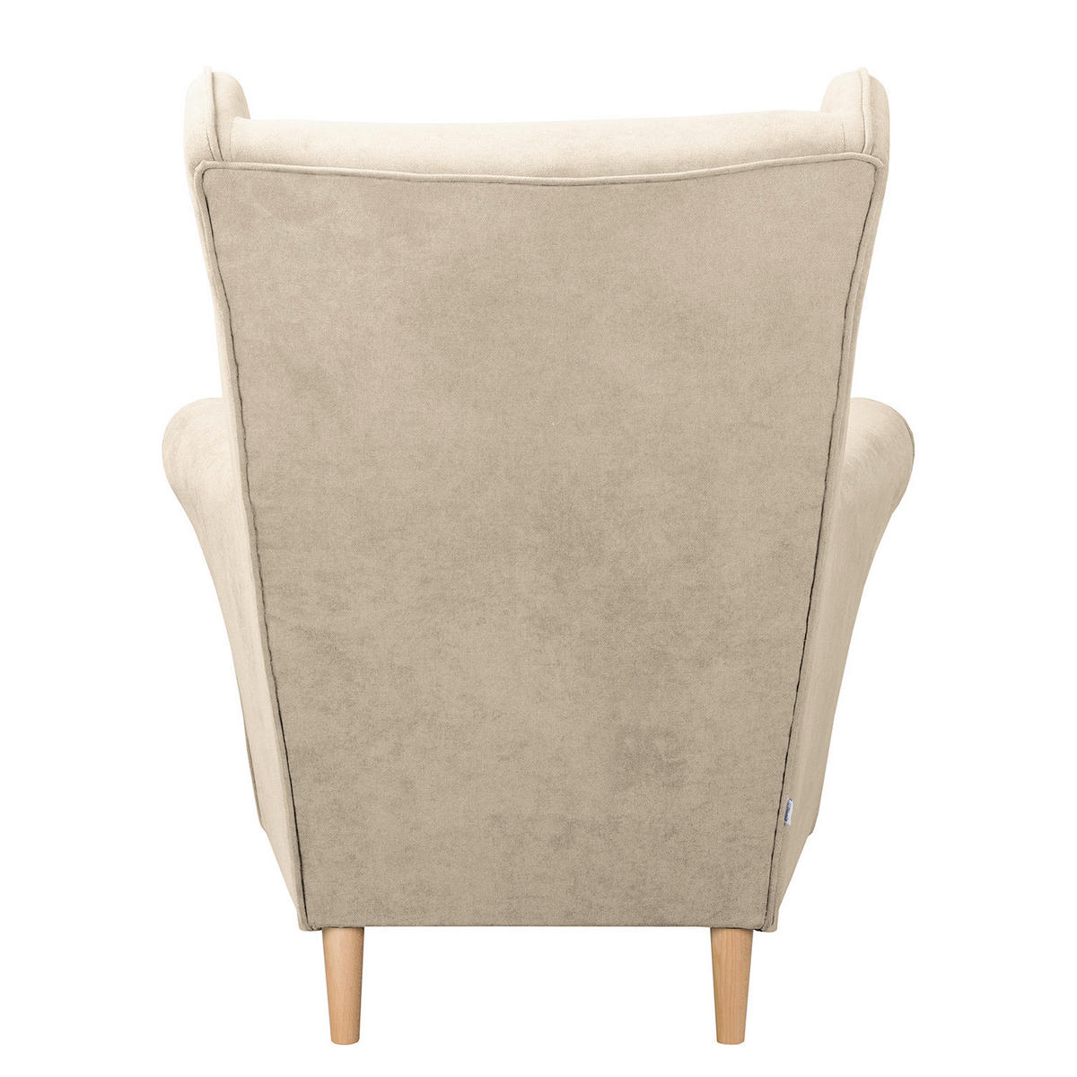 OHRENSESSEL in Mikrofaser Creme  - Creme/Naturfarben, Design, Holz/Textil (87/105/90cm) - Livetastic