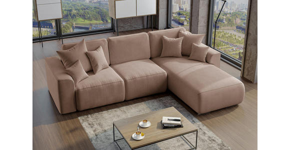 ECKSOFA Cappuccino Lederlook  inkl. Rückenkissen, Bettkasten, Schlaffunktion, Rücken echt, Liegefläche im Originalstoff, Zierkissen  - Chromfarben/Cappuccino, KONVENTIONELL, Kunststoff/Textil (293/195cm) - Carryhome