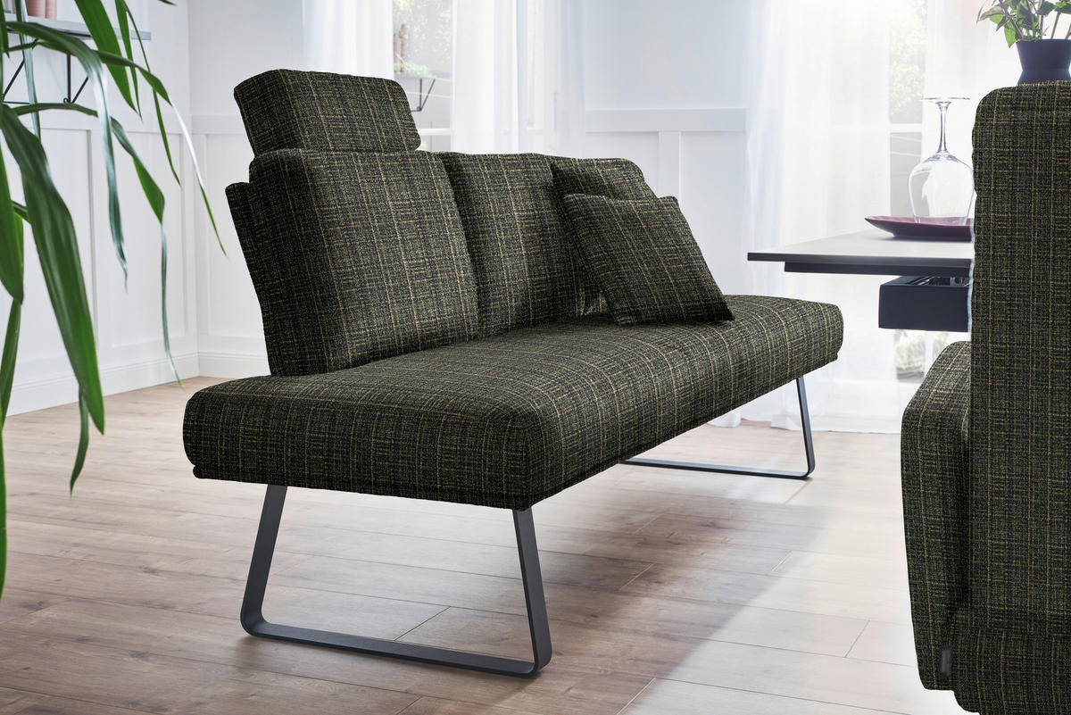 SITZBANK 209/92/78 cm  in Grün, Schwarz  - Schwarz/Grün, Design, Textil/Metall (209/92/78cm) - Dieter Knoll