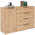 SIDEBOARD  in 135.9/92.9/42 cm  - Eichefarben/Schwarz, KONVENTIONELL, Holzwerkstoff/Metall (135.9/92.9/42cm) - Xora