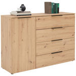 SIDEBOARD  in 135.9/92.9/42 cm  - Eichefarben/Schwarz, KONVENTIONELL, Holzwerkstoff/Metall (135.9/92.9/42cm) - Xora