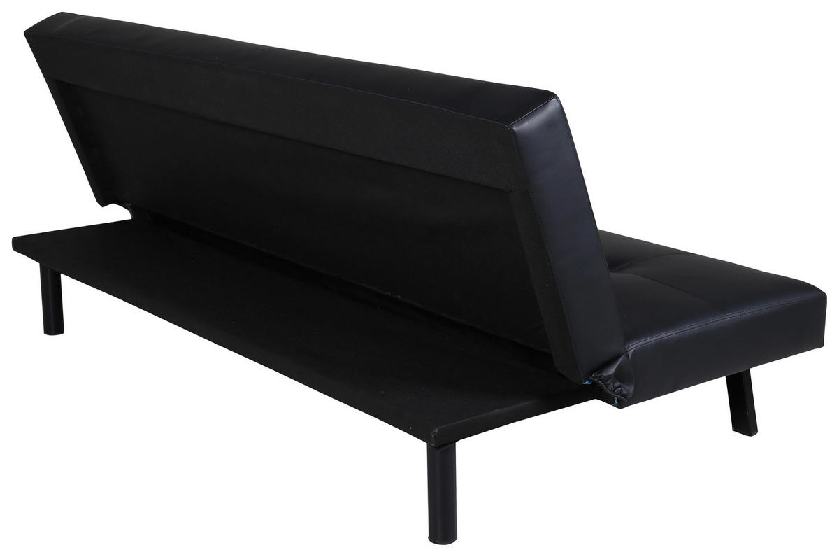 SCHLAFSOFA in Lederlook Schwarz  - Schwarz, Design, Textil/Metall (180/80/55cm) - Livetastic