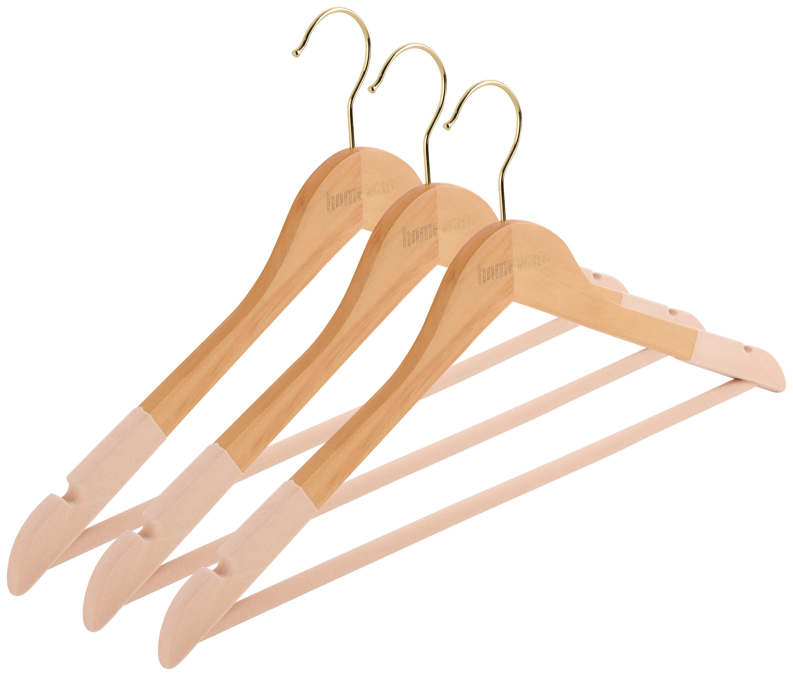 Umeraș, lemn, metal, textil  - ecru, Basics, lemn/metal (44,5cm) - Homeware