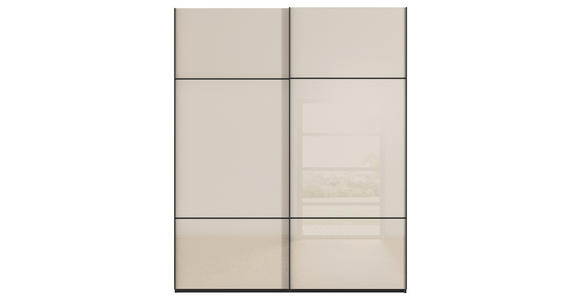 SCHWEBETÜRENSCHRANK 162/223/68 cm 2-türig Schwarz, Champagner - Champagner/Schwarz, KONVENTIONELL, Glas/Holzwerkstoff (162/223/68cm) - Novel