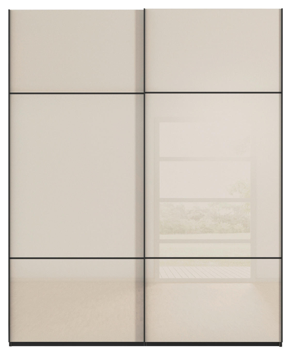 SCHWEBETÜRENSCHRANK in Schwarz, Champagner  - Champagner/Schwarz, Konventionell, Glas/Holzwerkstoff (162/223/68cm) - Novel