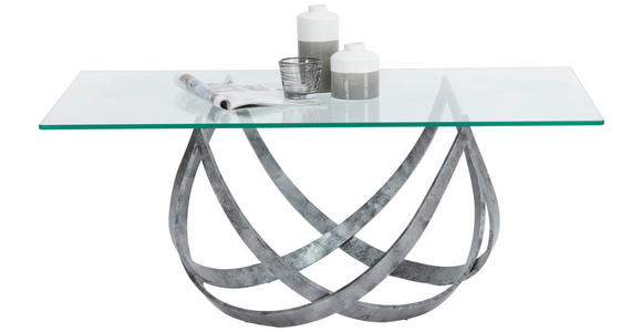 COUCHTISCH in Metall, Glas 110/70/45 cm  - Edelstahlfarben, Design, Glas/Metall (110/70/45cm) - Novel