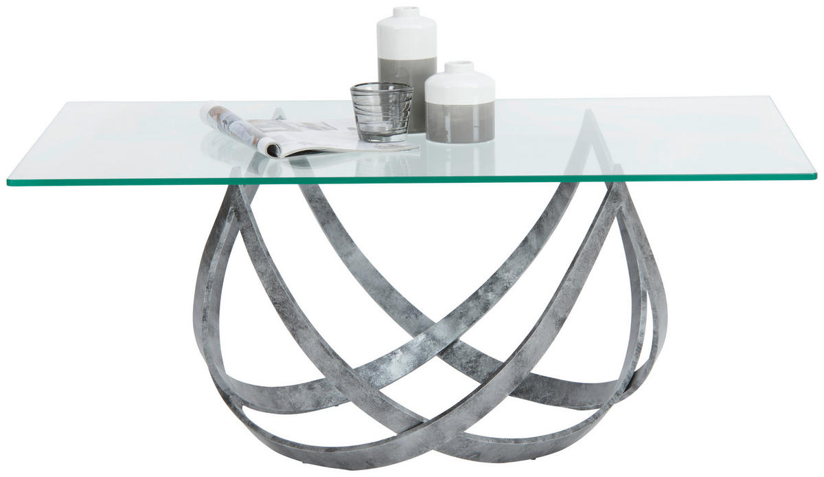 COUCHTISCH in Metall, Glas 110/70/45 cm  - Edelstahlfarben, Design, Glas/Metall (110/70/45cm) - Novel