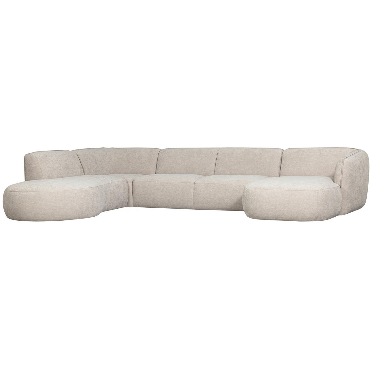 ECKSOFA Polly in Webstoff Sandfarben   - Sandfarben/Schwarz, Design, Kunststoff/Textil (245/353/150cm) - Livetastic