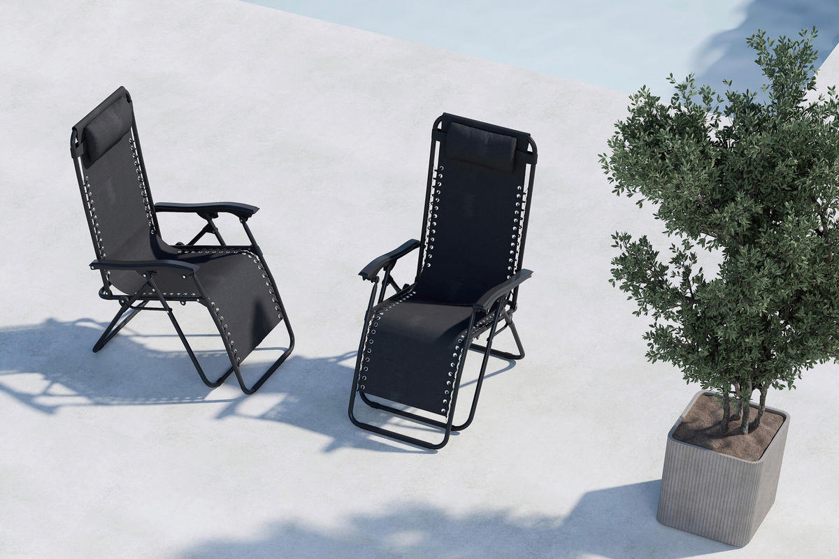 SONNENLIEGE 80/112/65 cm  - Schwarz, MODERN, Textil/Metall (80/112/65cm) - Gardenson