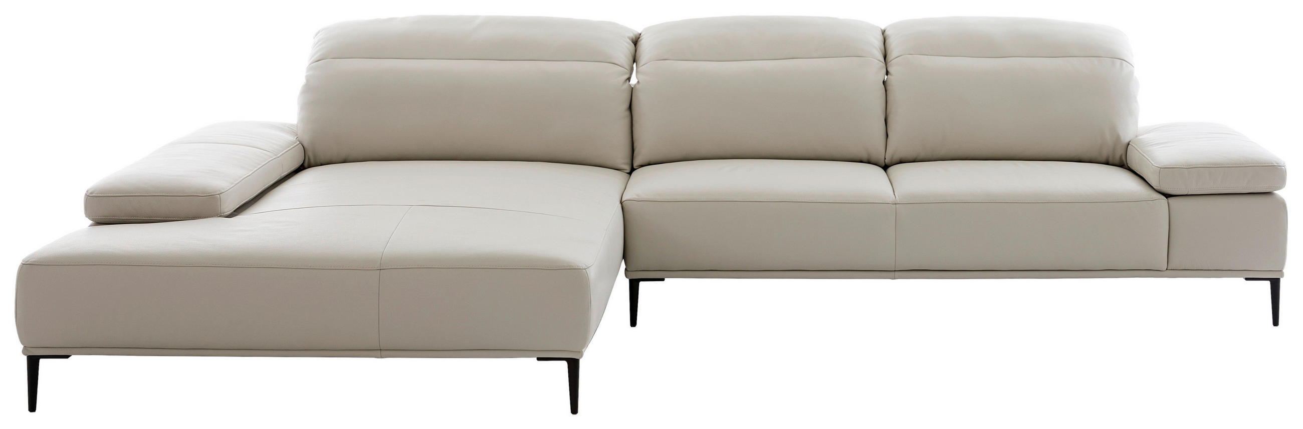 ECKSOFA  in Echtleder Greige  206/322 cm  - Greige/Schwarz, MODERN, Leder/Metall (206/322cm) - Chilliano