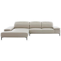 KOTNA ZOFA, pravo usnje sivobež  - sivobež/črna, Moderno, kovina/usnje (206/322cm) - Chilliano