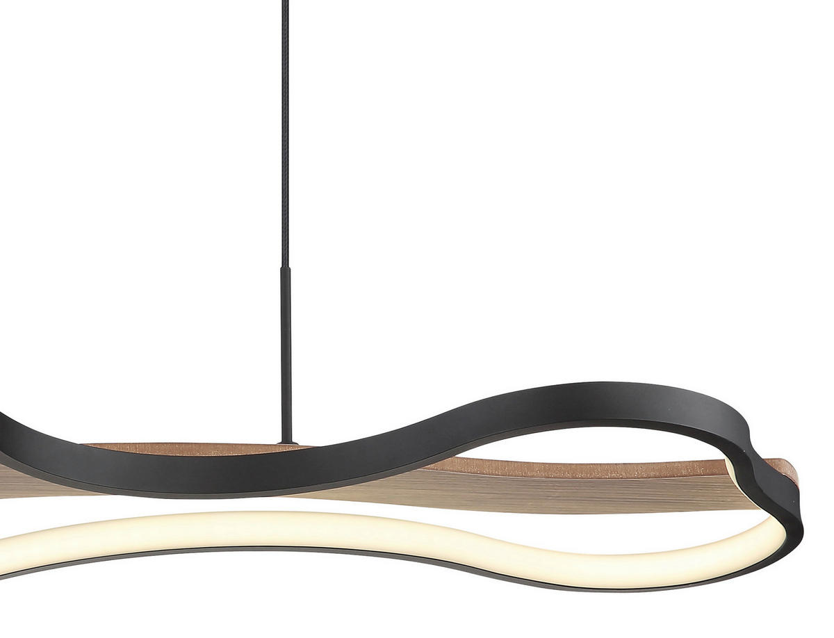 LED-HÄNGELEUCHTE 80,6/29/150 cm    - Dunkelbraun/Opal, Design, Holz/Kunststoff (80,6/29/150cm) - Globo