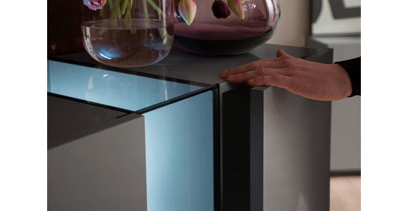 HIGHBOARD in 96/115/42 cm - Dunkelgrau, Natur, Glas/Holzwerkstoff (96/115/42cm) - Novel
