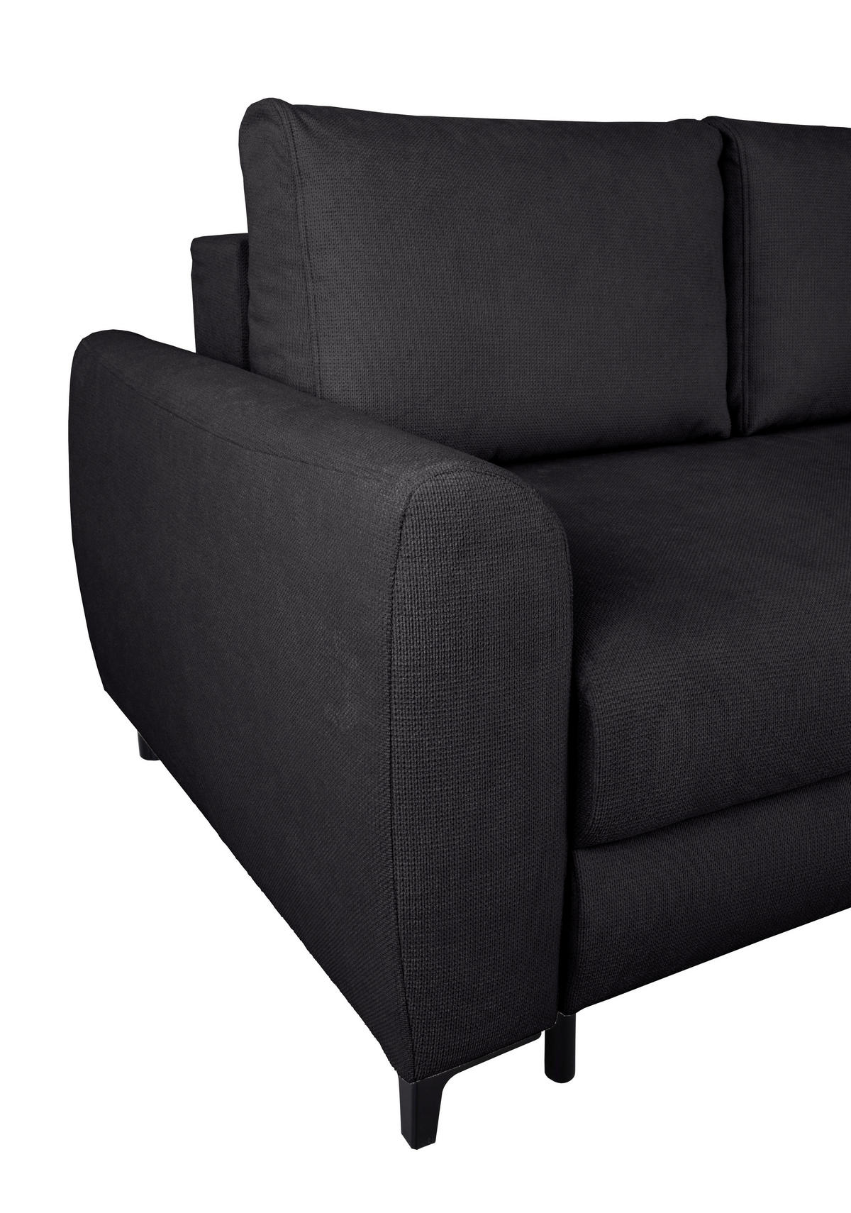 ECKSOFA Moli Schwarz Mikrofaser  - Schwarz, Design, Textil/Metall (236/148cm) - MID.YOU