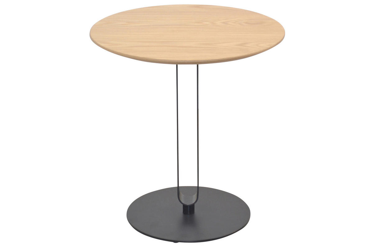 BEISTELLTISCH 50/50/52 cm Schwarz, Eichefarben rund  - Eichefarben/Schwarz, Design, Holzwerkstoff/Metall (50/50/52cm) - MID.YOU