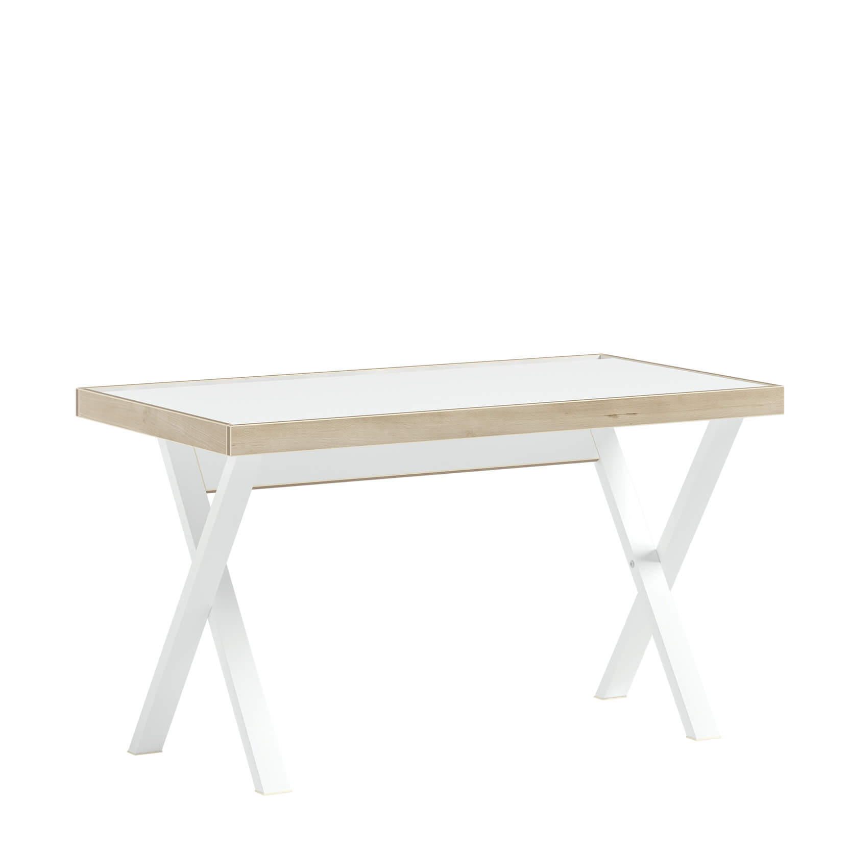 SCHREIBTISCH 130/75,7/71 cm  in Weiß, Hellbraun  - Hellbraun/Weiß, MODERN, Holzwerkstoff/Metall (130/75,7/71cm) - Boxxx