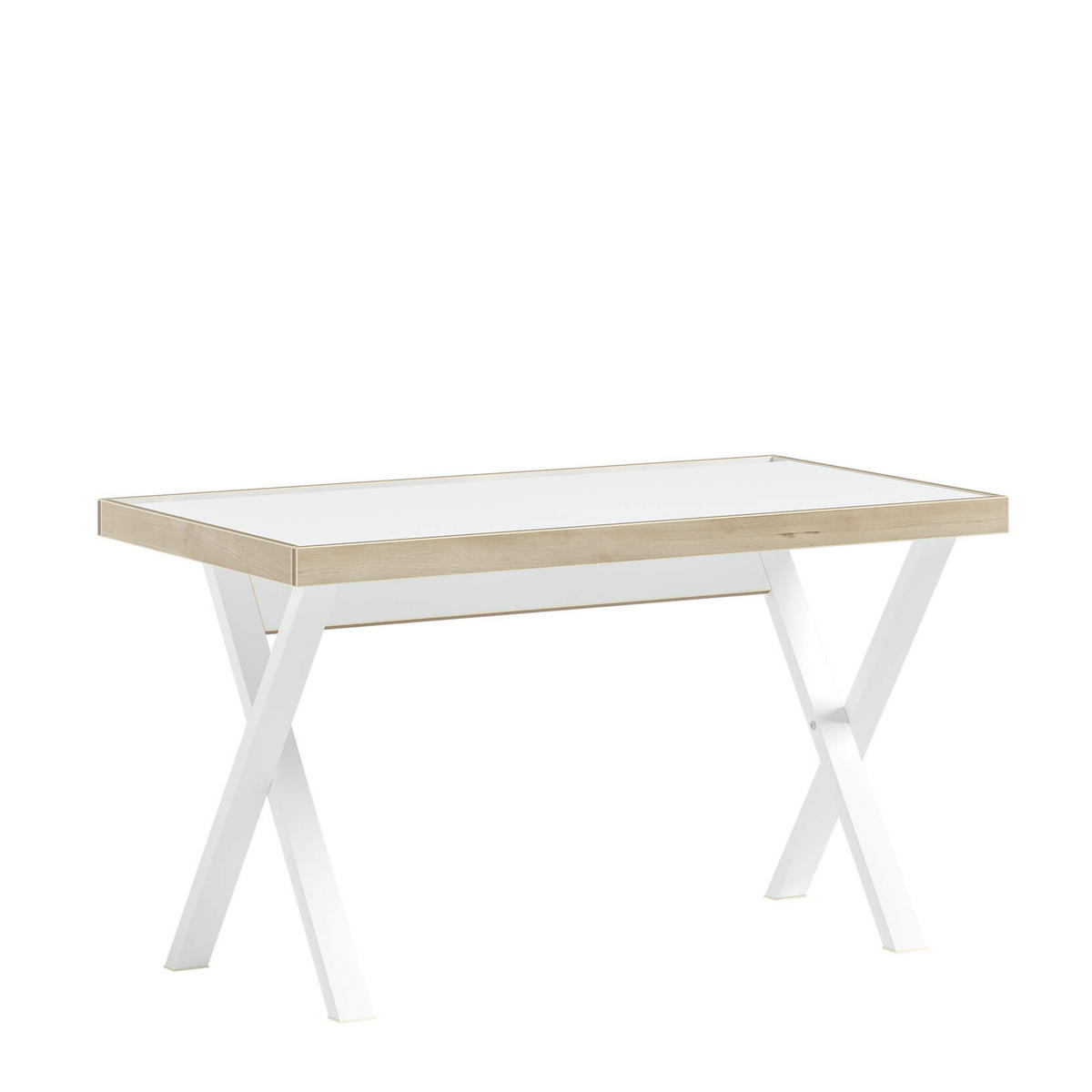 SCHREIBTISCH 130/75,7/71 cm  in Weiß, Hellbraun  - Hellbraun/Weiß, MODERN, Holzwerkstoff/Metall (130/75,7/71cm) - Boxxx