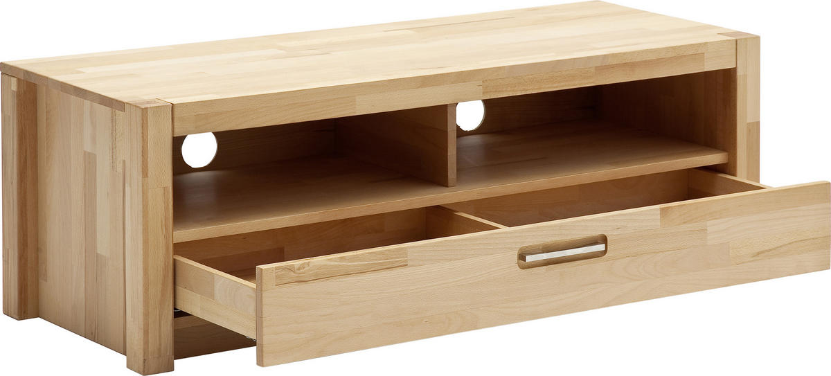 TV-ELEMENT  in 125/43/46 cm  - Buchefarben/Alufarben, Design, Holz/Metall (125/43/46cm) - MID.YOU