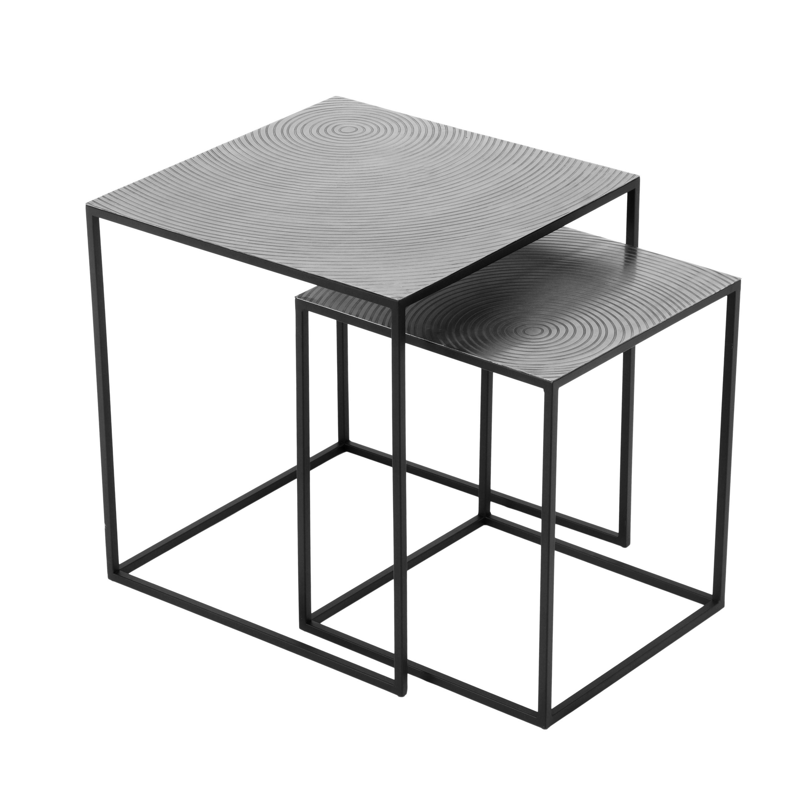 BEISTELLTISCHSET rechteckig Silberfarben  - Silberfarben/Schwarz, MODERN, Metall (40-50/40-50/46-53cm)