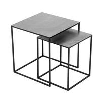 BEISTELLTISCHSET rechteckig Silberfarben  - Silberfarben/Schwarz, MODERN, Metall (40-50/40-50/46-53cm)