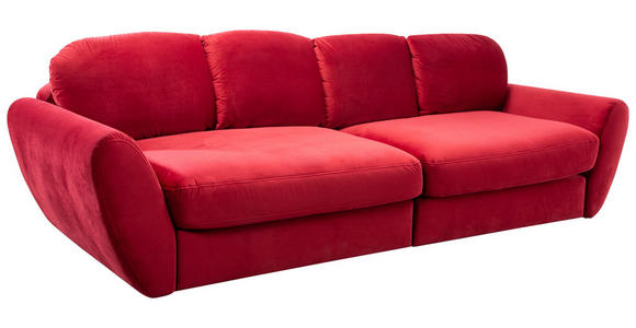 BIGSOFA Flachgewebe Rot  - Rot/Schwarz, MODERN, Kunststoff/Textil (290/96/113cm) - Cantus