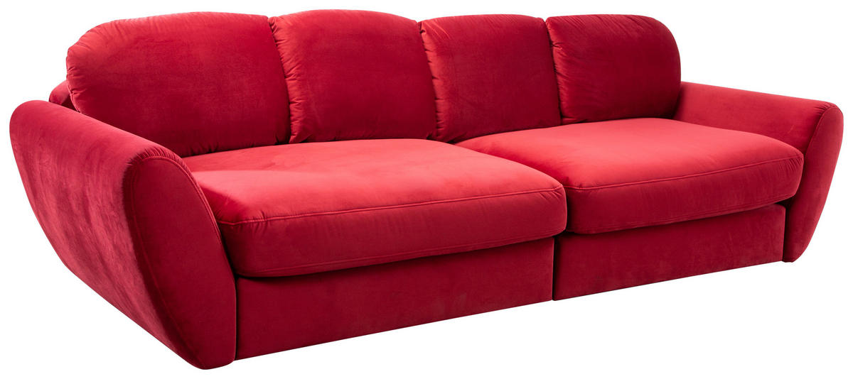 BIGSOFA in Flachgewebe Rot  - Rot/Schwarz, Modern, Kunststoff/Textil (290/96/113cm) - Sit & More