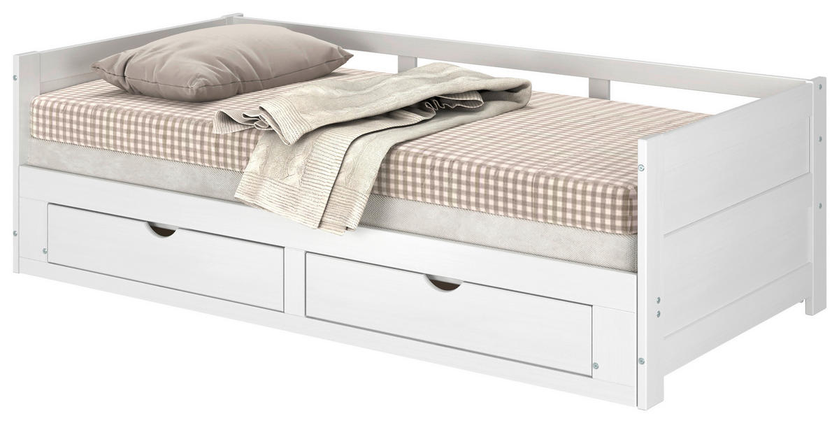AUSZIEHBETT 200/100 cm Weiss  - Weiss/Naturfarben, Modern, Holz/Holzwerkstoff (200/100cm) - MID.YOU