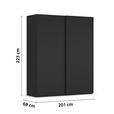 SCHWEBETÜRENSCHRANK  in Schwarz  - Schwarz, KONVENTIONELL, Holzwerkstoff/Metall (201/223/68cm) - Novel