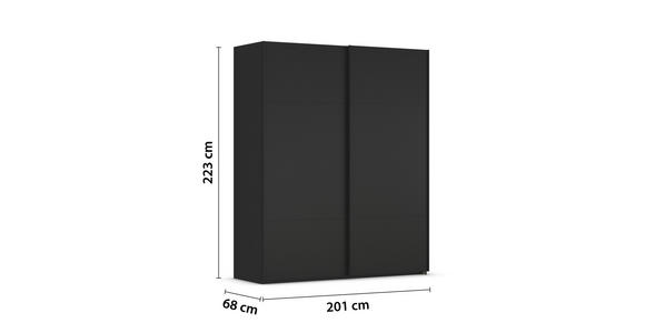 SCHWEBETÜRENSCHRANK  in Schwarz  - Schwarz, KONVENTIONELL, Holzwerkstoff/Metall (201/223/68cm) - Novel