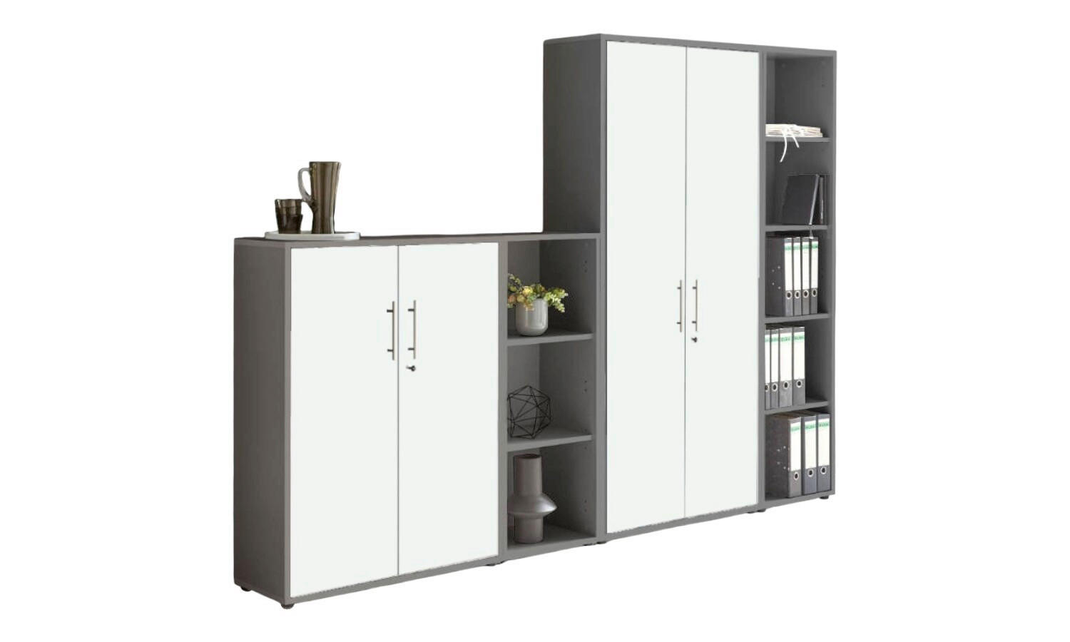 Mid.you Aktenschrank Office Edition Anthrazit, Weiß 128.5x185.6x33 cm