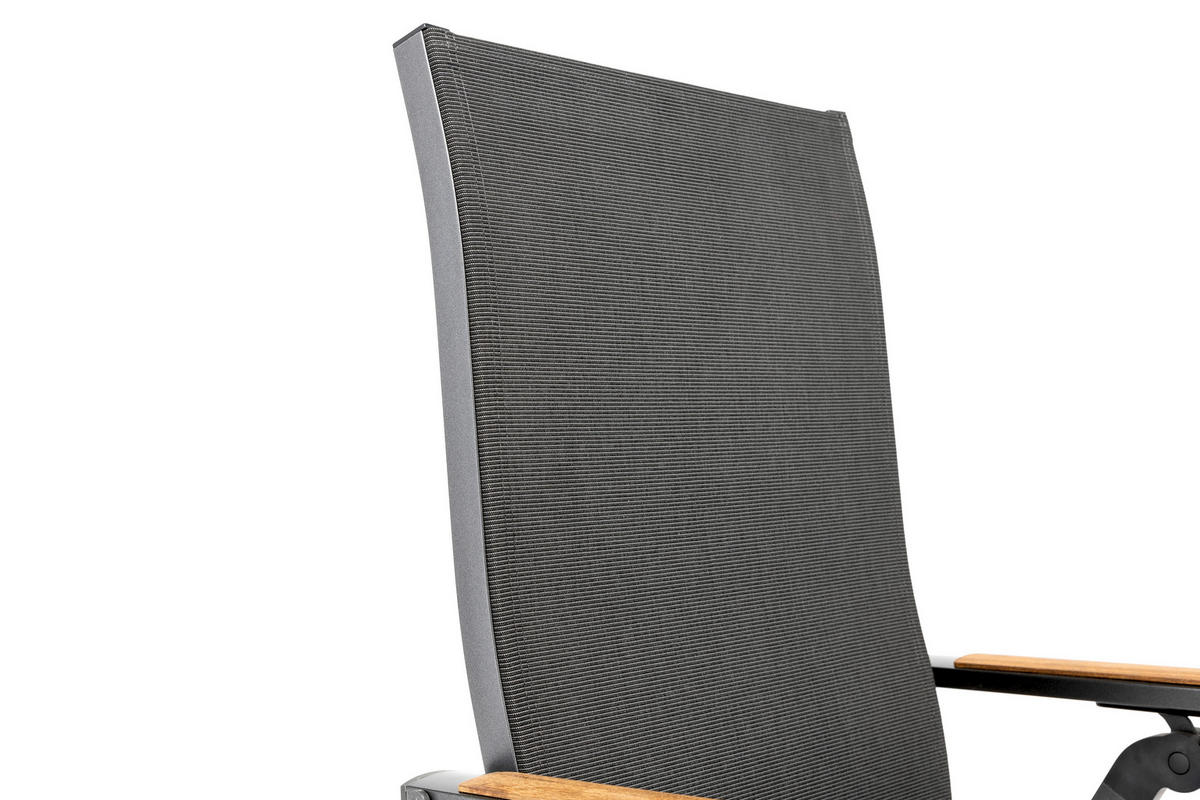 KLAPPSESSEL Netzbespannung Teakholz Hartholz Anthrazit  - Anthrazit/Naturfarben, Basics, Holz/Textil (50/110/65cm) - Kettler