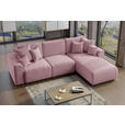 ECKSOFA Rosa Velours  - Chromfarben/Rosa, KONVENTIONELL, Kunststoff/Textil (293/195cm) - Carryhome