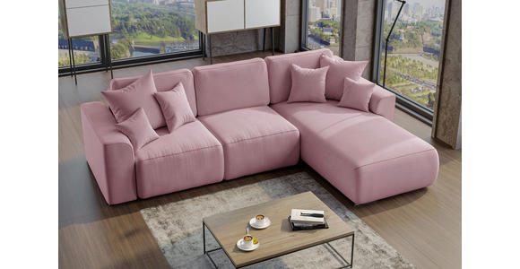 ECKSOFA Rosa Velours  - Chromfarben/Rosa, KONVENTIONELL, Kunststoff/Textil (293/195cm) - Carryhome