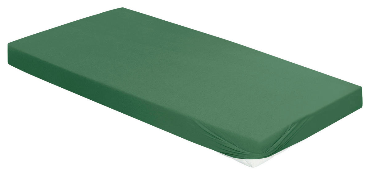 SPANNBETTTUCH Jersey 150/200 cm  - Dunkelgrün, KONVENTIONELL, Textil (150/200cm) - Irisette