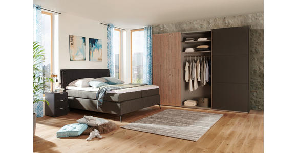 BOXSPRINGBETT 200/200 cm in Anthrazit, Schwarz - Anthrazit/Schwarz, Design, Textil/Metall (200/200cm) - Hom`in