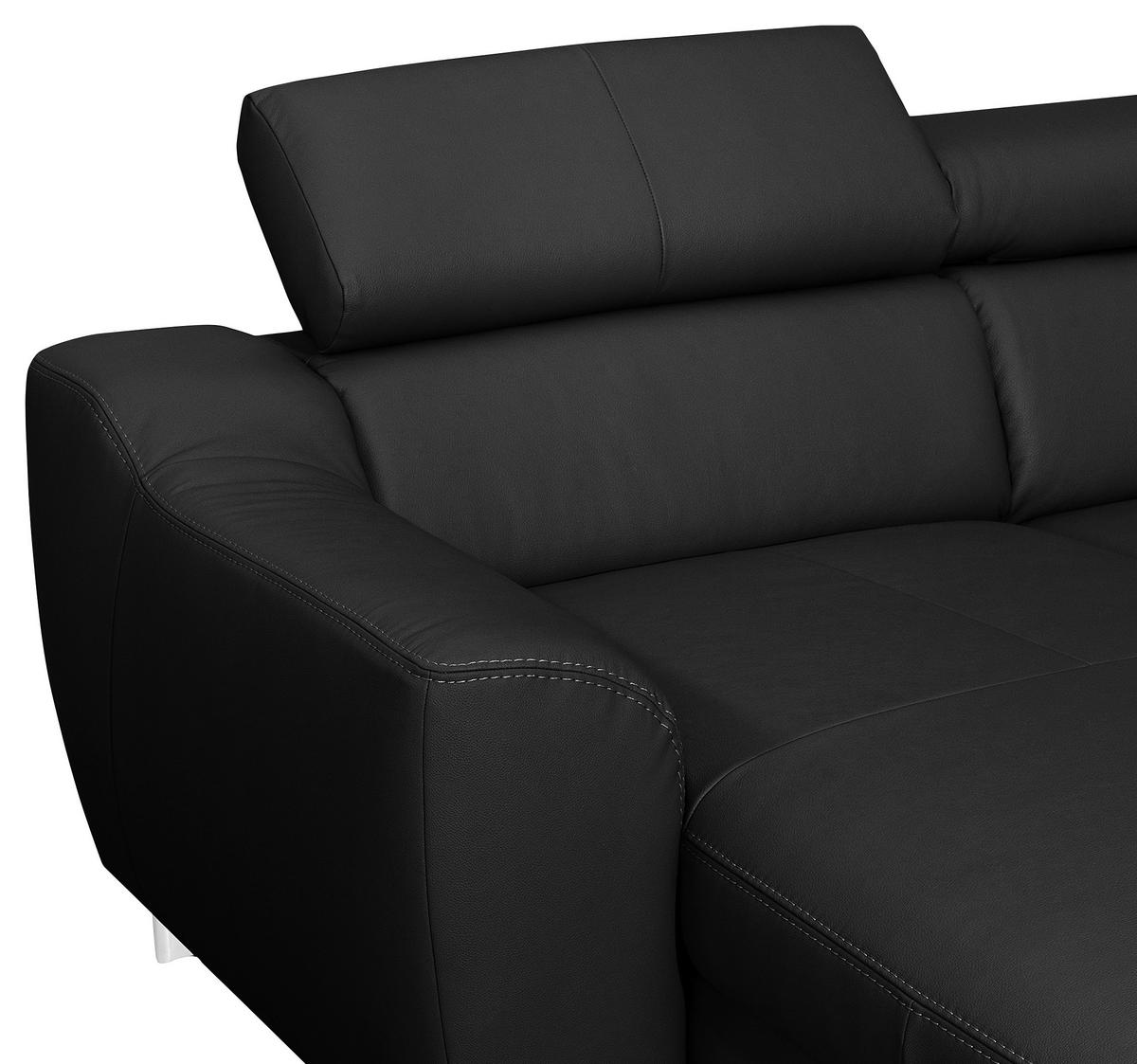 WOHNLANDSCHAFT in Lederlook Echtleder Schwarz  - Chromfarben/Schwarz, Design, Leder/Textil (175/315/175cm) - Livetastic