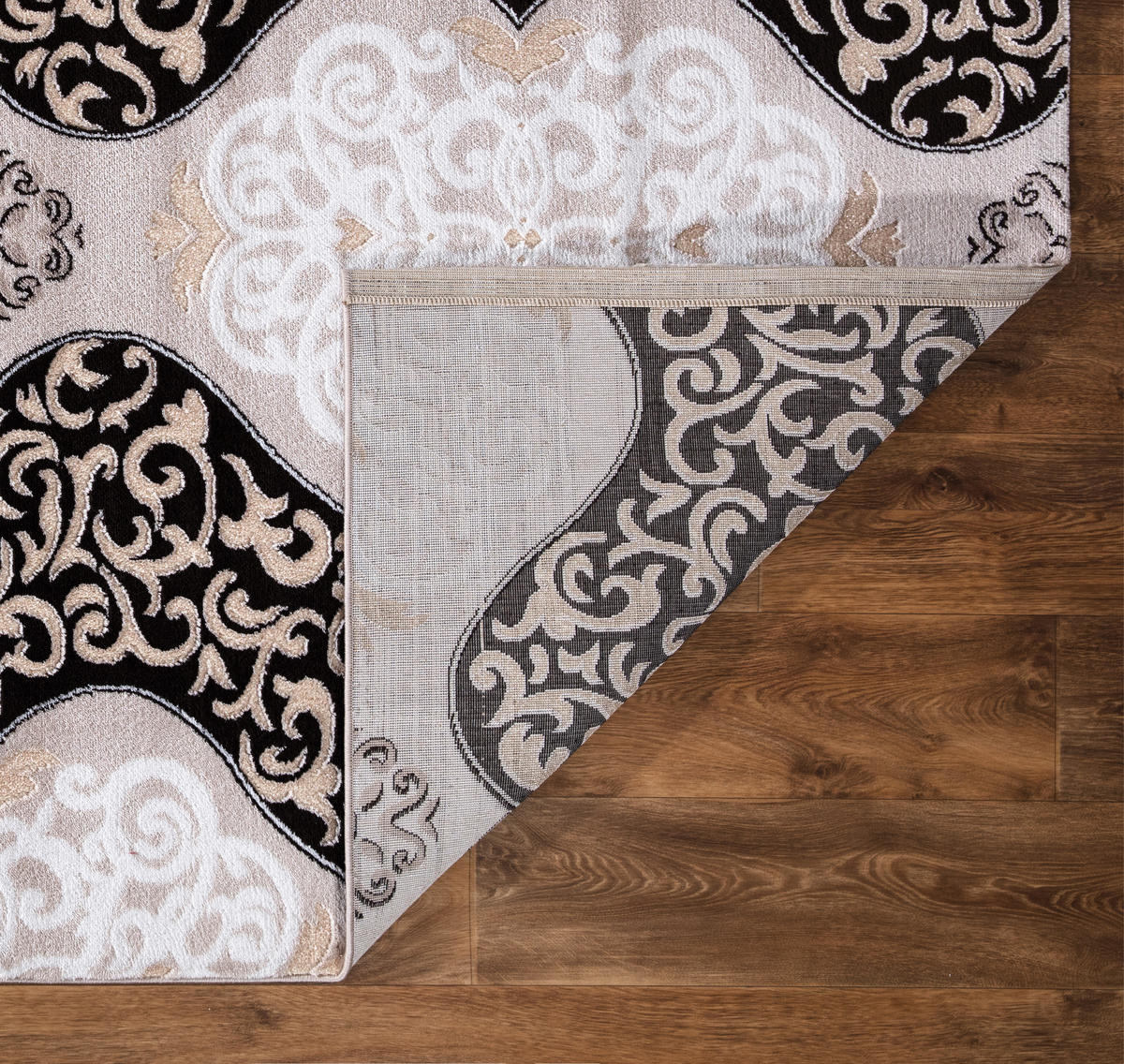VINTAGE-TEPPICH 120/170 cm Eleysa Schwarz, Weiß, Beige  - Beige/Schwarz, LIFESTYLE, Textil (120/170cm)