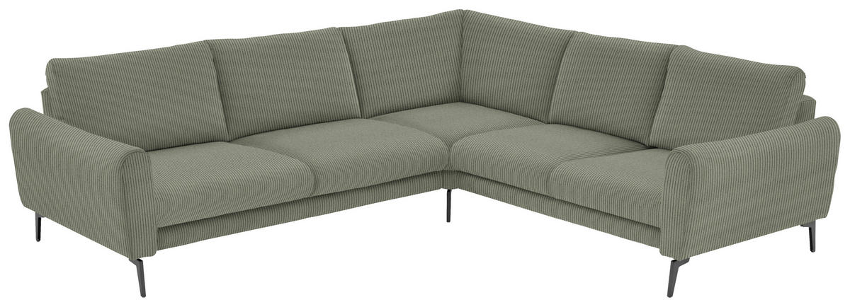 ECKSOFA in Velours, Feincord Braun, Grün  - Schwarz/Braun, Design, Textil/Metall (280/254cm) - Beldomo Style