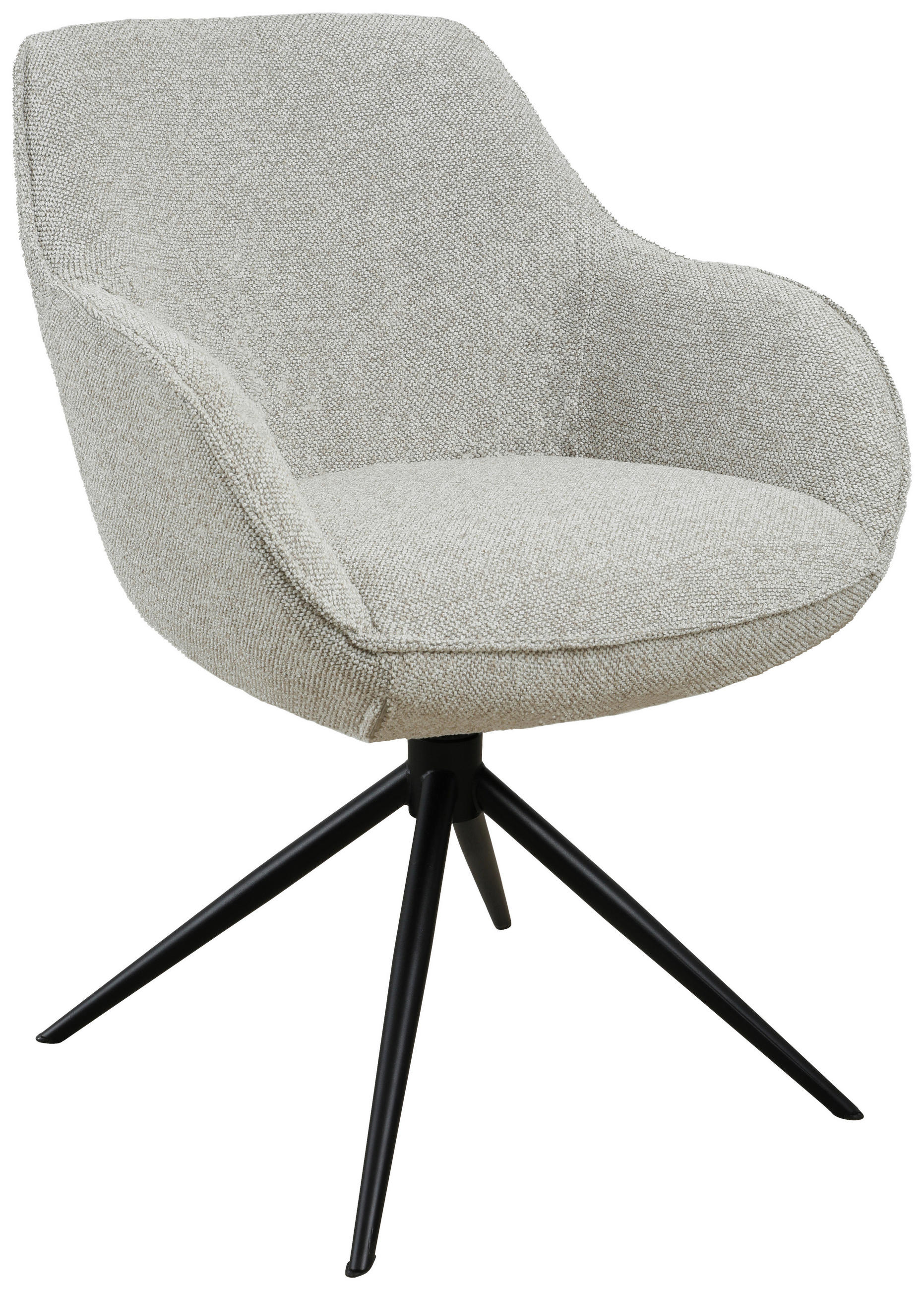 ARMLEHNSTUHL  in Eisen Leinenoptik  - Beige/Schwarz, Design, Textil/Metall (64/84/61cm) - Novel