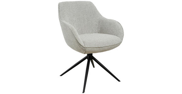 ARMLEHNSTUHL in Eisen Leinenoptik - Beige/Schwarz, Design, Textil/Metall (61/82/65cm) - Novel