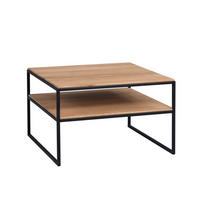 COUCHTISCH Couchtisch Wildeiche massiv 65/65/45 cm rechteckig Wildeiche, Schwarz  - Wildeiche/Schwarz, Natur, Holz/Metall (65/65/45cm) - Livetastic