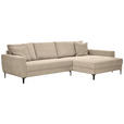 ECKSOFA Beige Velours  - Beige/Schwarz, Design, Textil/Metall (283/174cm) - Xora