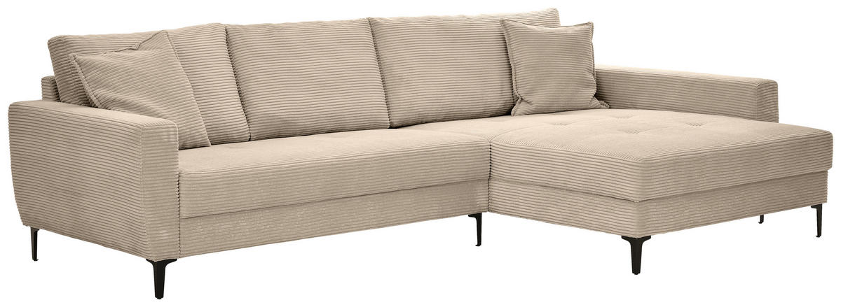 ECKSOFA in Cord Beige  283/174 cm  - Beige/Schwarz, Design, Textil/Metall (283/174cm) - Xora
