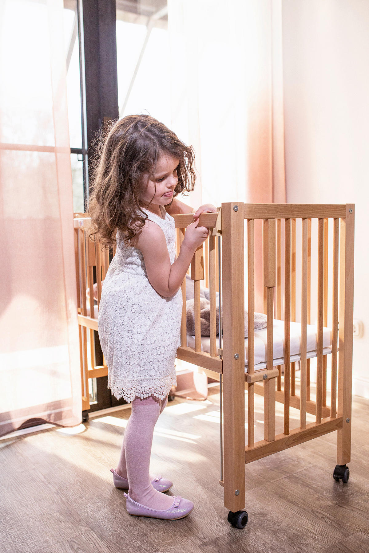 BEISTELLBETT Maxi  - Buchefarben, Basics, Holz/Kunststoff (94/56/94cm) - tiSsi