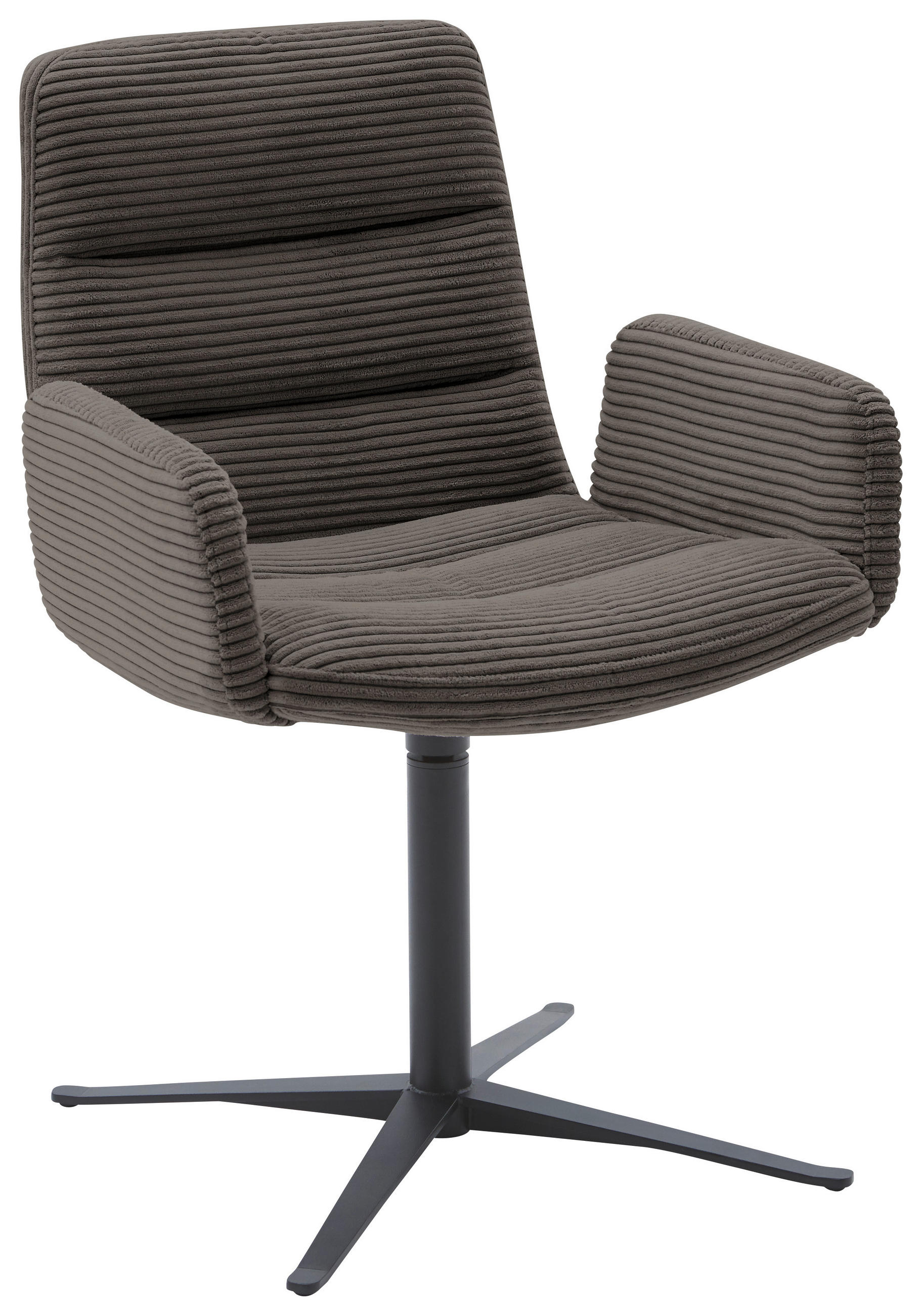 ARMLEHNSTUHL in Cord - Schwarz/Mokka, Design, Textil/Metall (61/88/66cm) - Dieter Knoll