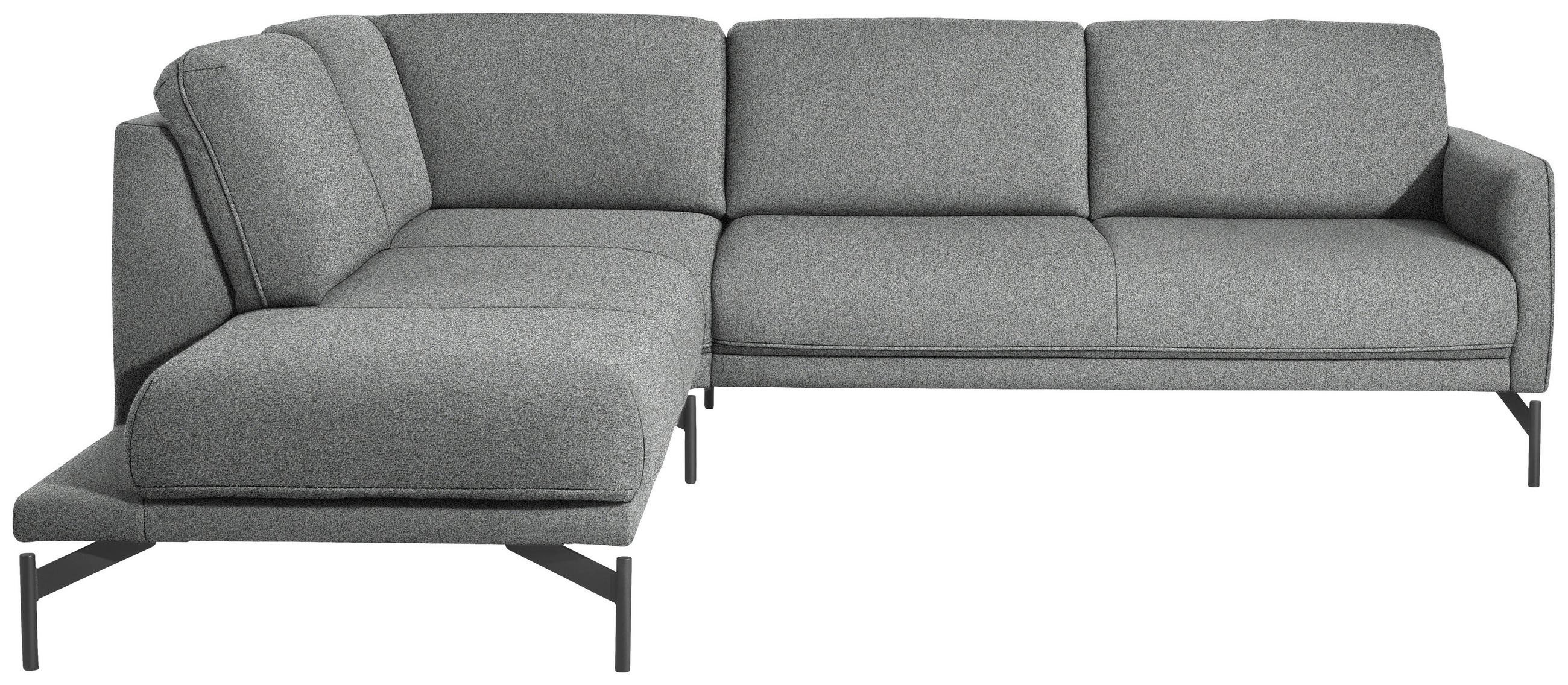 ECKSOFA in Flachgewebe, Struktur Hellgrau  - Anthrazit/Hellgrau, Design, Textil/Metall (230/254cm) - Johann Jakob